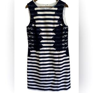 Antonio Melani navy white striped sleeveless sheath dress women 14